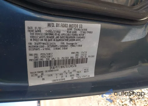 2007 Ford Crown Victoria Police/Police Interceptor z USA, uszkodzony, nr VIN 2FAFP71W47X134576